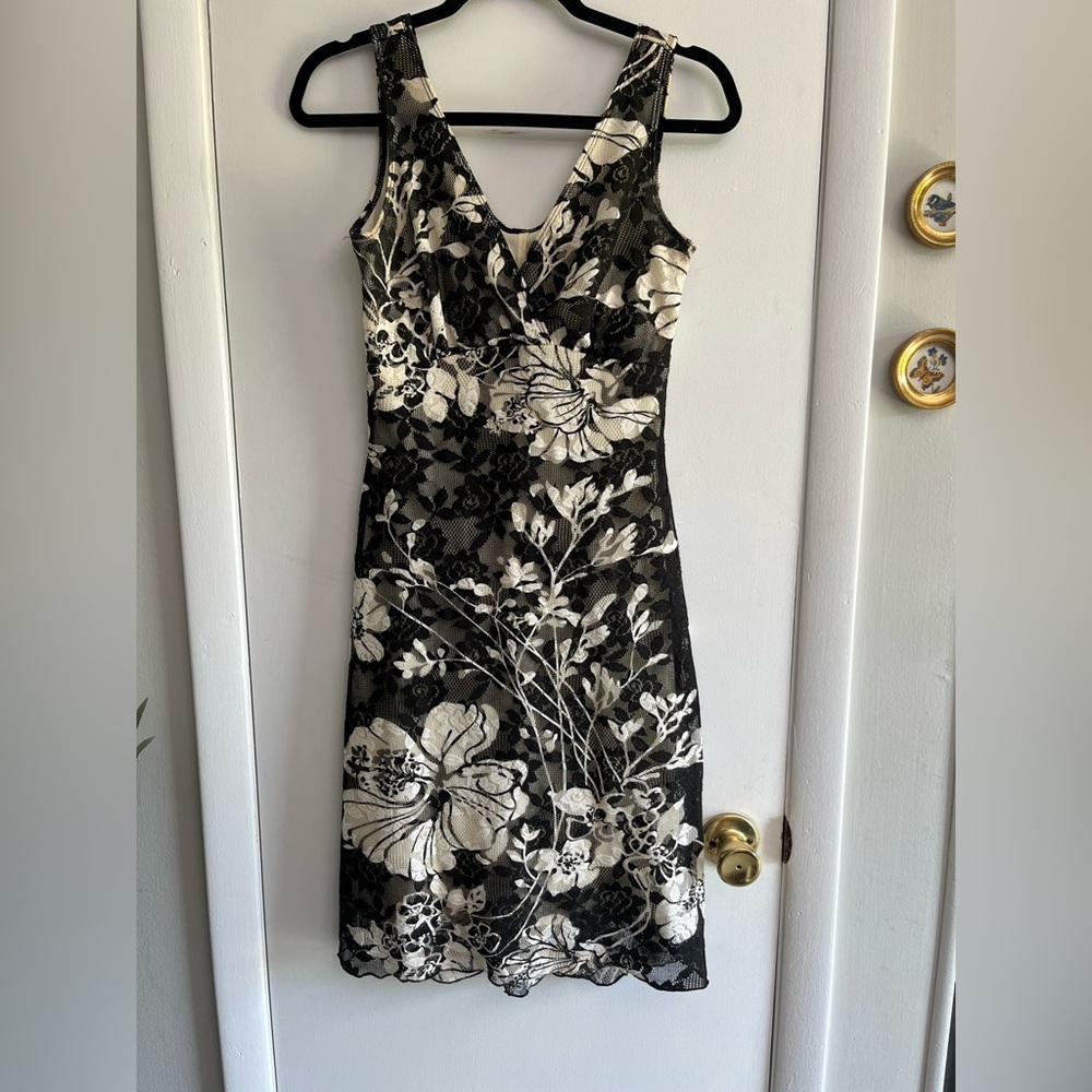 My Michelle Black and White Floral Midi Dress